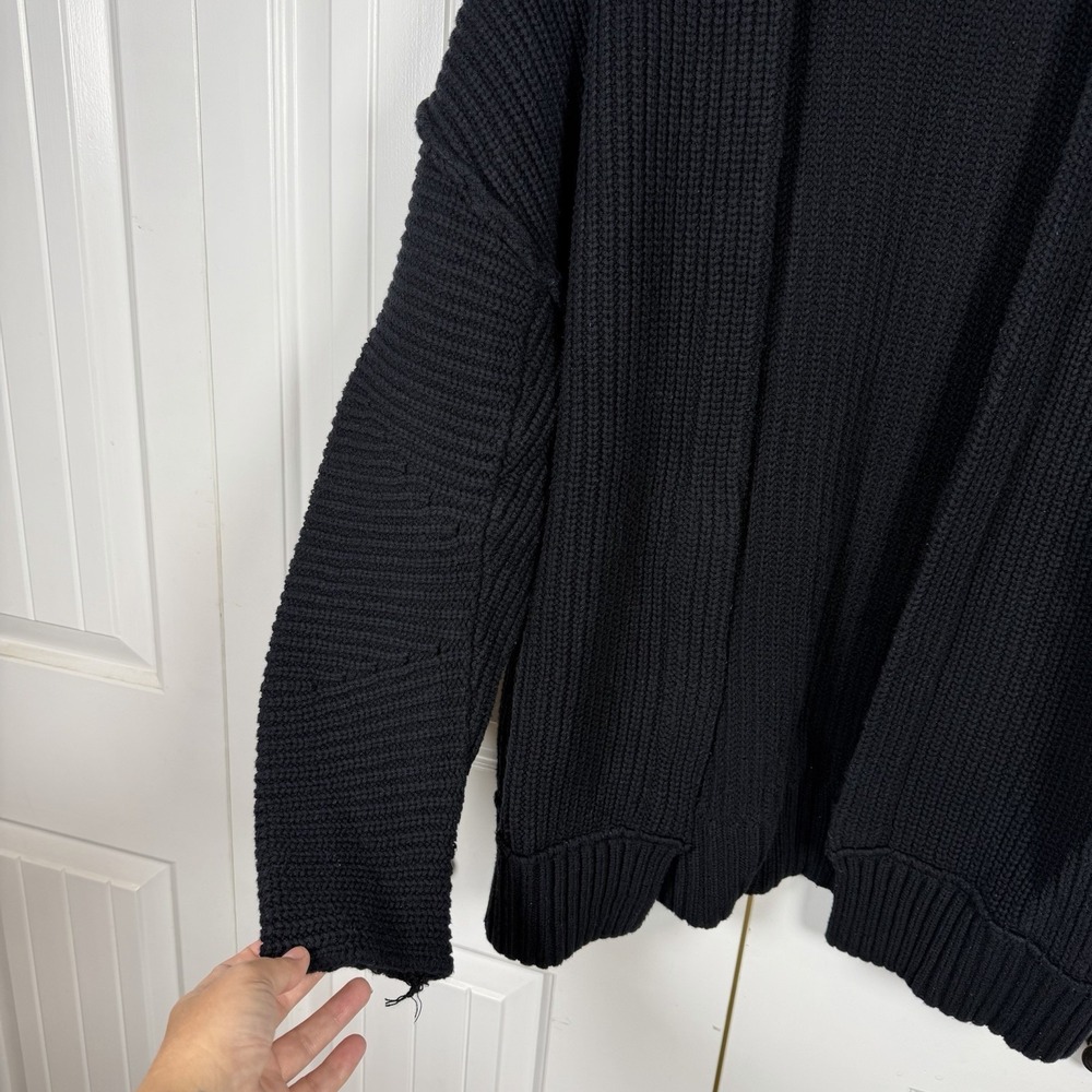 Free People Open Chunky Knit Cardigan Women's Size Small Black Long Sleeve - Picture 4 of 7